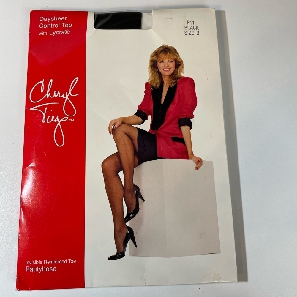 Cheryl Tiegs Daysheer Control Top with Lycra Nylons‎ Black F11 sz B Made USA